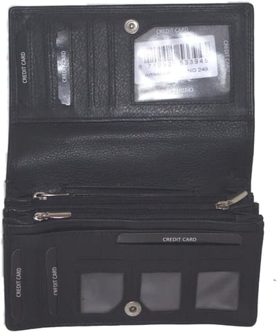 Oi soft lederen zwarte soufflé portemonnee / zacht lederen harmonicabeurs extra groot xxl / huishoudportemonnee voor heel veel pasjes / Anti skimming / zwart leer / 249