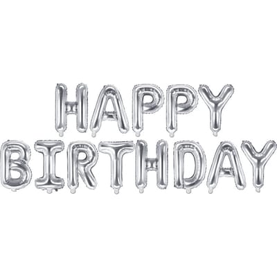 Partydeco - Folie Happy Birthday Zilver