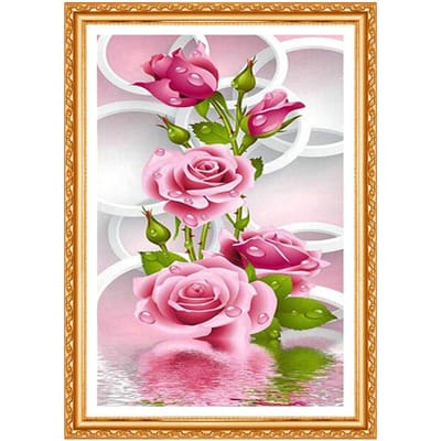 Golden Panno,Complet,Broderie Diamant DIY,5D,Peinture Diamant,Point de Croix,3D,Diamant, Travail d'Aiguille 20X30CM pink