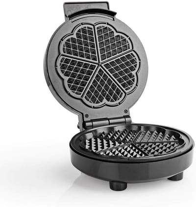 Wafelijzer - Hartvormige wafels - Lekkere wafels maken - Automatische temperatuurregeling - 19 cm plaat - Zilver Zwart
