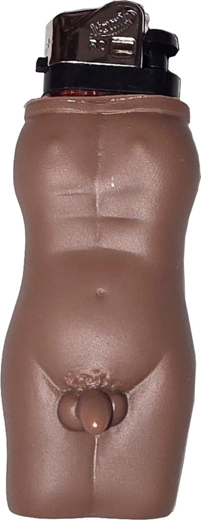 Humoristische Donkerbruine Aansteker met Sexy Mannen Lichaams Design – Ondeugende Gadget voor Feestjes & Cadeaus