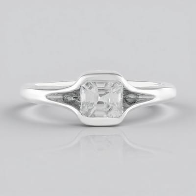 Cavill - 925 Zilver Ring - Platina Verguld - 0,83ct Octagon Asscher Zirkoon - Elegante, Moderne Minimalistische Damesring