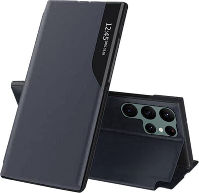 Hoesje geschikt voor Samsung Galaxy S22 Ultra - Techsuit eFold Book Case - Donkerblauw