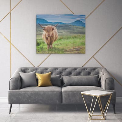 Artaza Canvas Schilderij Schotse Hooglander - 100x80 cm - Groot - Wanddecoratie Woonkamer - Muurdecoratie Dieren - Schilderijen Op Canvas