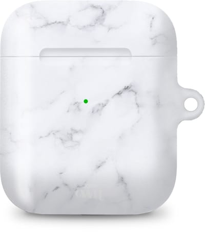 xoxo Wildhearts hoesje geschikt voor Airpods 1/2 - Marble White Lies - Ook als telefoonhoesje verkrijgbaar - schokbestendige case geschikt voor Airpod 1 en 2 - koptelefoon case - Beschermhoes met marmerprint - marmer look - wit