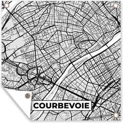 Tuin poster Stadskaart - Frankrijk - Kaart - Courbevoie - Plattegrond - 200x200 cm - Tuindoek