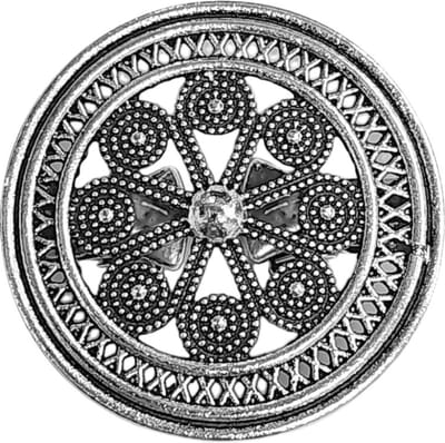 Fako Bijoux® - Vestsluiting Broche Rond - Vestclip - Cirkel Bloem - 44mm - Zilverkleurig