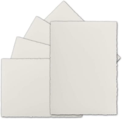 75x Vintage DIN A5 Kaarten 250 g/m² Handgeschept Papier Natuurwit