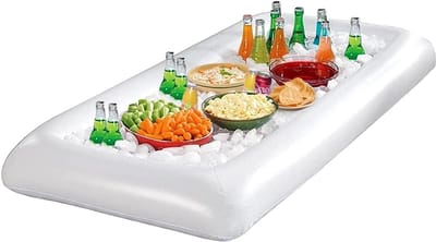 Opblaasbare opblaasbare dienbladen bier, rechthoekig luchtmatras, water bier, opblaasbaar saladebar, dienblad, zwembad, zomer, water, party, eten, drinken, picknick, zwembad