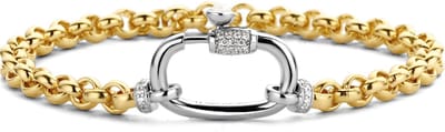 TI SENTO Dames Armband - 925 zilver - Zirkonia met geel verguld - Maat M - 2950ZY
