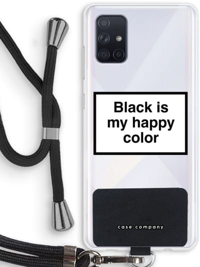 Case Company® - Hoesje met koord geschikt voor Samsung Galaxy A71 hoesje met Koord - Black is my happy color - Telefoonhoesje met Zwart Koord - Bescherming aan alle Kanten en Over de Schermrand