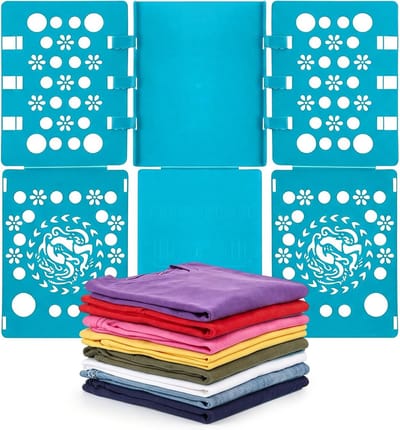 Vouwplank voor Kleding - Opvouwbare Wasvouwplank voor T-shirts, Overhemden en Broeken, Ideaal voor Volwassenen en Kinderen, 68 x 58 cm, Scandinavisch Blauw en Efficiënt Vouwen
