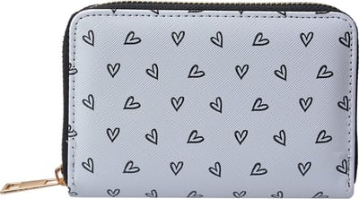 Juleeze Portemonnee 10x15 cm Wit Zwart Polyester Hartjes
