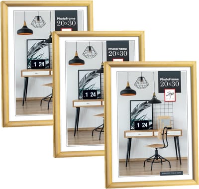 Zep Fotolijst - 3x stuks - goud - kunststof - voor foto van 20 x 30 cm - staand / hangend