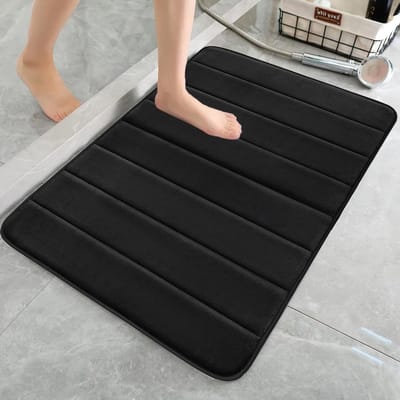 Douchemat, absorberend, antislip, voor badkamertapijt, traagschuim, absorberend, antislip, wasbaar, voor wastafel, keuken, badkamer, gang, 60 x 40 cm (zwart)