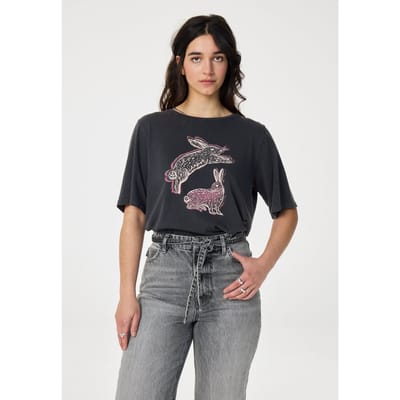 Fabienne Chapot Fay Rabbit T-shirt Dark Antracite Maat: XL | Tops Outlet | Dames | Grijs