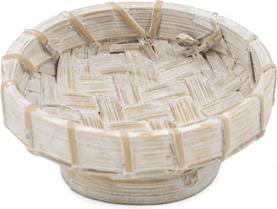 HomeBound by KY | Bamboo schaaltje hoog whitewash | bamboo schaaltje | 9x9x3,5cm | decoratieve schaal