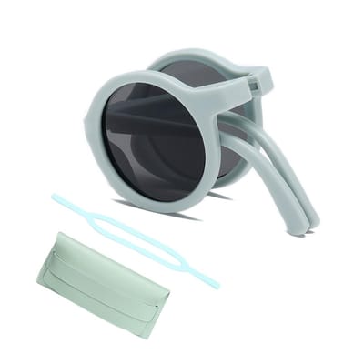 Dailygoods- Kinderzonnebril UV400 - Verstelbare/afneembare banden - Opvouwbare opslag - Lichtblauw - Polariserende glazen - Comfortabele pasvorm - Zonnebril
