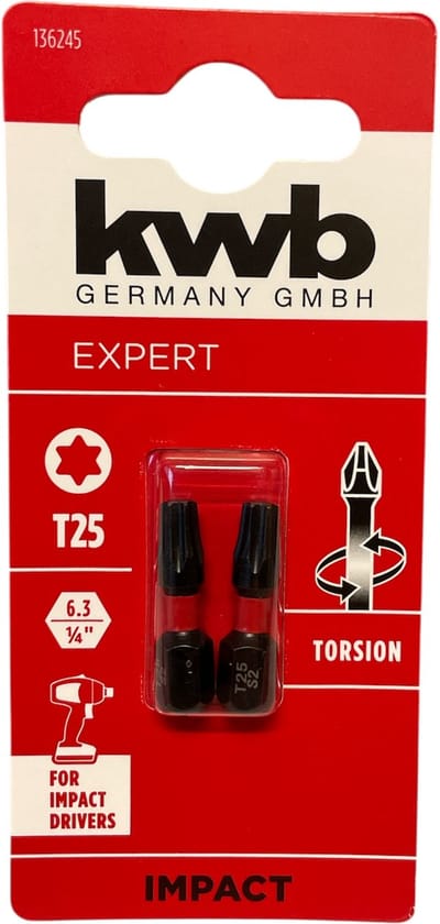 KWB 2 bitjes torsion 25 mm T25 s2