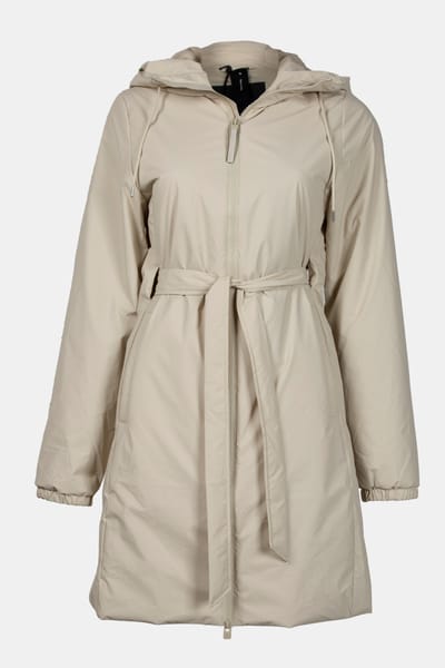 RAINS Lohja Long Insulated Curve Jacket W3t2 Dune Maat: L | Winterjassen Outlet | Dames | Bruin