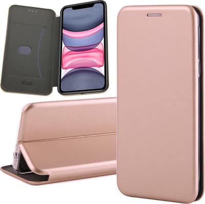 Hoesje geschikt voor iPhone 11 - book case cover Kunstleer wallet roségoud