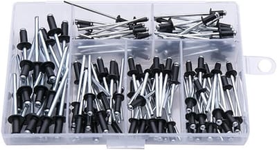 Klinknagels Aluminium Set - Bevestigingsmateriaal Popnagels - Metaal Verbinden - Grote Flens Ontwerp - M2.4 M3.2 - Zwart