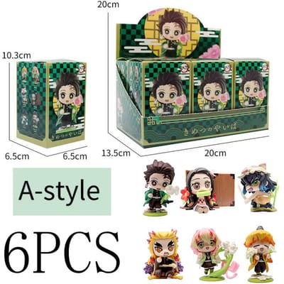 1-12 stuks Cartoon Demon Slayer Tanjiro Kamado Nezuko Trendy Doos Figuur Creatieve Speelgoedjes Gepersonaliseerd Model Ornament Verrassing Jongens Cadeaus