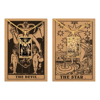 Tarot Ketting 15 | 17 bundel – Schaduw & Heling – Goudkleurig Stainless Steel - Inclusief Rider-Waite Kaartjes - 60cm - Pax Amare