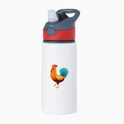 Hacebo® - Haan waterfles met rietje rood - Kippen - Dieren liefhebbers - Kip - vogels - kinderboerderij - huisdieren - water fles - 650ML