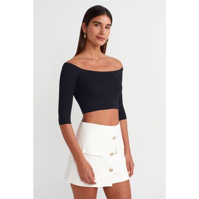 Dames Off-shoulder Crop Blouse