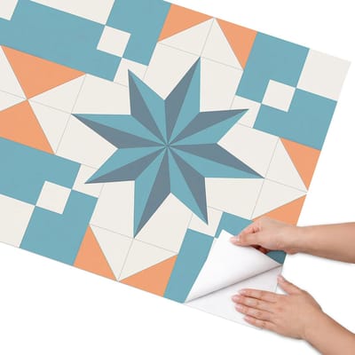 Coloray Meubel Wrap Folie - Turkoois Meubelfolie - 75x150 cm - Meubel Wrap Folie Stertegels - Plakfolie Meubels - Geometrische Meubelfolie - Decoratiefolie Zelfklevend - Slaapkamer decoratie - Geometrie