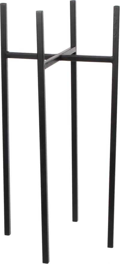 Mica Decorations - bloempot plantenpot standaard / verhoger - zwart - B24 x H55 cm - metaal