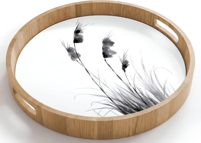 Dienblad rond 40x40 cm - Schootdienblad hout - Minimalistisch - Stelen - Wit - Borrelplank rechthoek - Plateau houten dienbladen