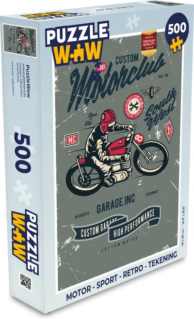 Puzzel Motor - Sport - Retro - Tekening - Legpuzzel - Puzzel 500 stukjes