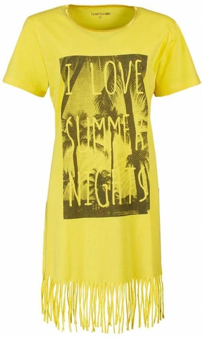 Tenderness Dames Nachthemd - Bigshirt - 100% Katoen - Geel - Maat M