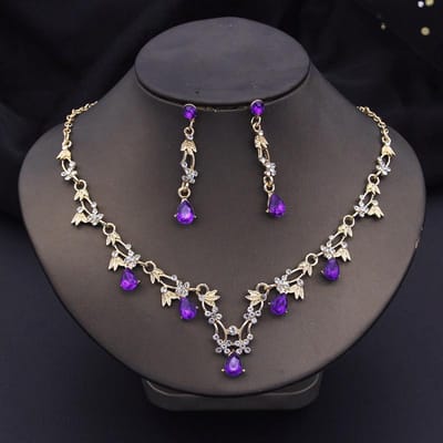Ensembles de Bijoux de Mariée Africains pour Femmes Mode Collier Ras-de-cou Fleur Ensemble Colliers et Boucles d'oreilles de Mariage Accessoires de Costume black