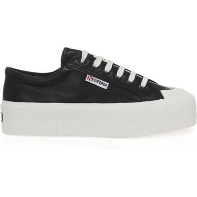 Superga 631 Stripe Platform Vegan Leather Zwart Dames Maat 40