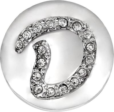Quiges - Dames Click Button Drukknoop 18mm Alfabet D - EBCM148