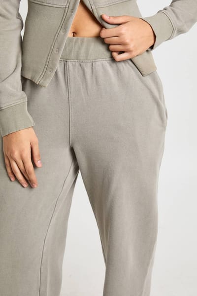 boohoo Dames Gewassen diepe zoom popper bomber sweatshirt trainingspak | Khaki | Maat: XL