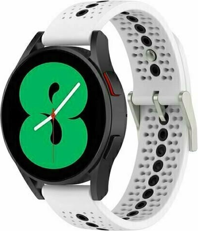 By Qubix - 22mm - Dot Pattern siliconen bandje - Wit - geschikt voor Huawei Watch 3 / 4 / 5 (pro) - 46mm & geschikt voor Huawei Watch GT / GT 2 / GT 3 (pro) / GT 4 (pro) / GT 5 (pro) / GT 6 (pro) 46mm / Ultimate / Ultimate 2