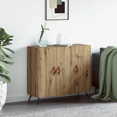 vidaXL - Dressoir - Artisan - Eiken - 89,5 - x - 34 - x - 80 - cm - Bewerkt - hout