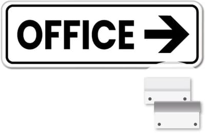 Bord Office pijl rechts - Weerbestendig Aluminium - 40x15 cm - Bevestiging: Met muur-/ wandmontage beugels