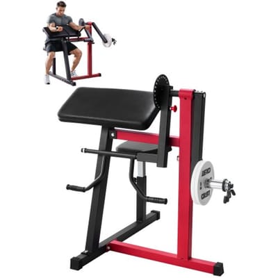VEVOR Preacher Curl Bench, 2-in-1 biceps curl bank en triceps extension machine, geïsoleerde biceps station met zittende arm, gewichtstrainingbank, fitnessapparatuur voor thuisgym