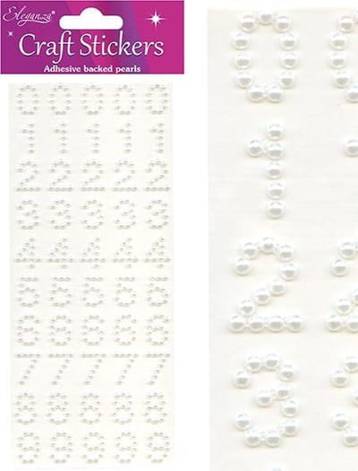 Oaktree - Stickers Cijfers kleine parels wit (per vel)