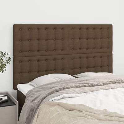 vidaXL - Hoofdbord - donkerbruin - 144x5x118/128 - cm - stof