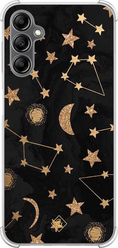 Casimoda® hoesje - Geschikt voor Samsung Galaxy A14 5G - Counting The Stars - Shockproof case - Extra sterk - TPU/polycarbonaat - Bruin/beige, Transparant