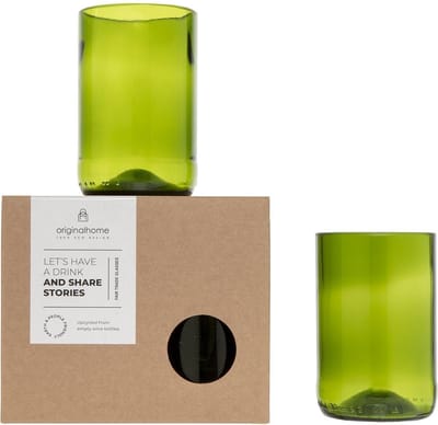 Original Home Glazen Medium - Drinkglazen Groen - Diameter 7 x hoogte 11 cm