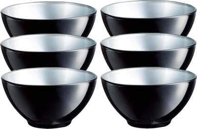 Doosje met 6x stuks luxe stijlvolle flashy keuken/dessert/serveer diepe schaaltjes 50 CL zwart/zilver