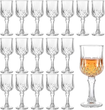Borrelglazen met steel - 18 stuks, 50 ml, diamantpatroon | Perfect voor likeuren, tequila, sherry en limoncello