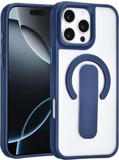 TUNIQ Anti-shock Back cover voor iPhone 16 Pro Max - Ingebouwde Ringstand - Blauw